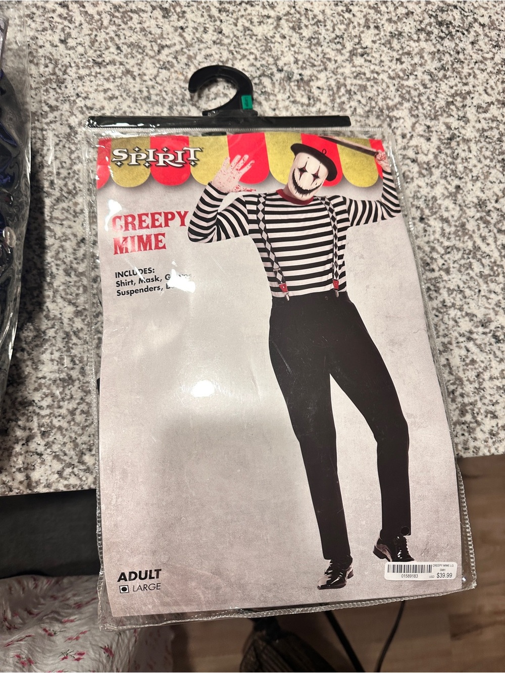 Spirit Men’s Black Jeans with Striped Mime Top Costume